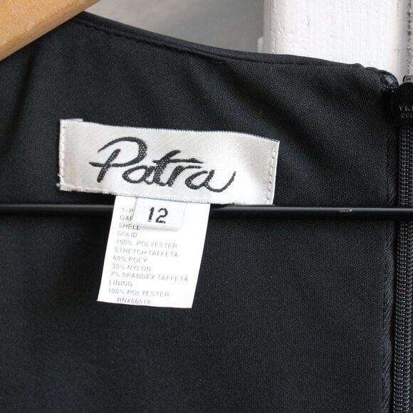 Patra Black Beaded Sequined Formal Cocktail A-Line Tea Cup Midi Dress Size 12 - Picture 4 of 6